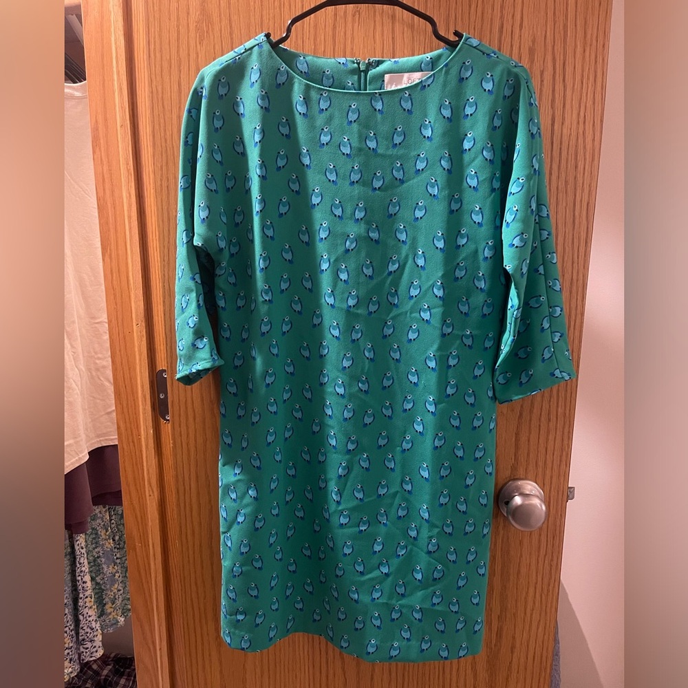 Loft Green Bird Print Dress